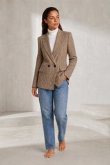 Blazer ajusté motif pied-de-poule