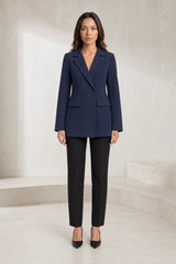 Blazer bleu marine ajusté double boutonnage