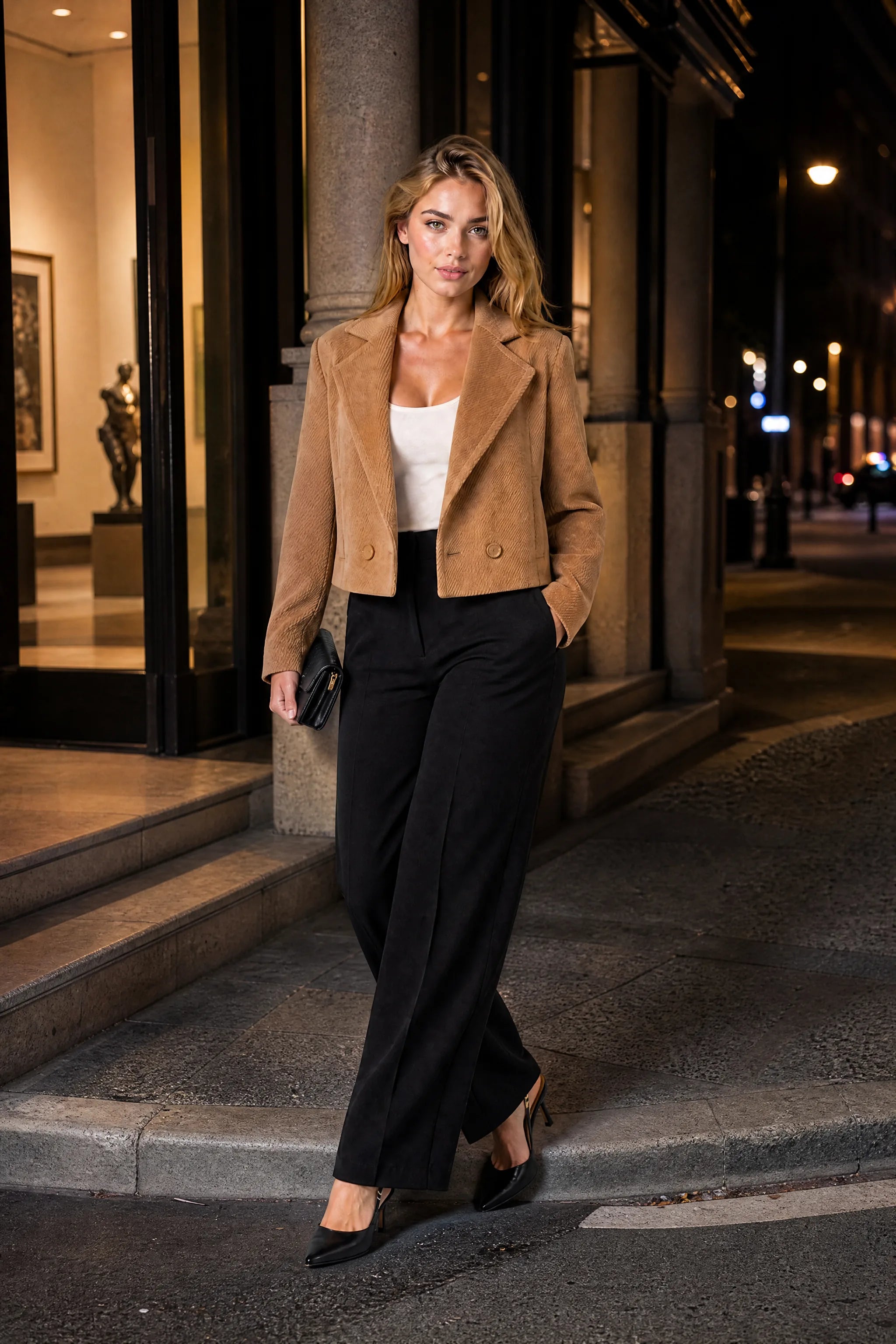Blazer court ample à double boutonnage | Deuxième photo lifestyle | Lounelle Paris