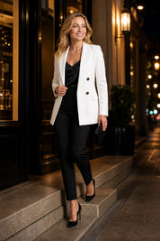 Blazer mi-long à double boutonnage | Deuxième photo lifestyle | Lounelle Paris
