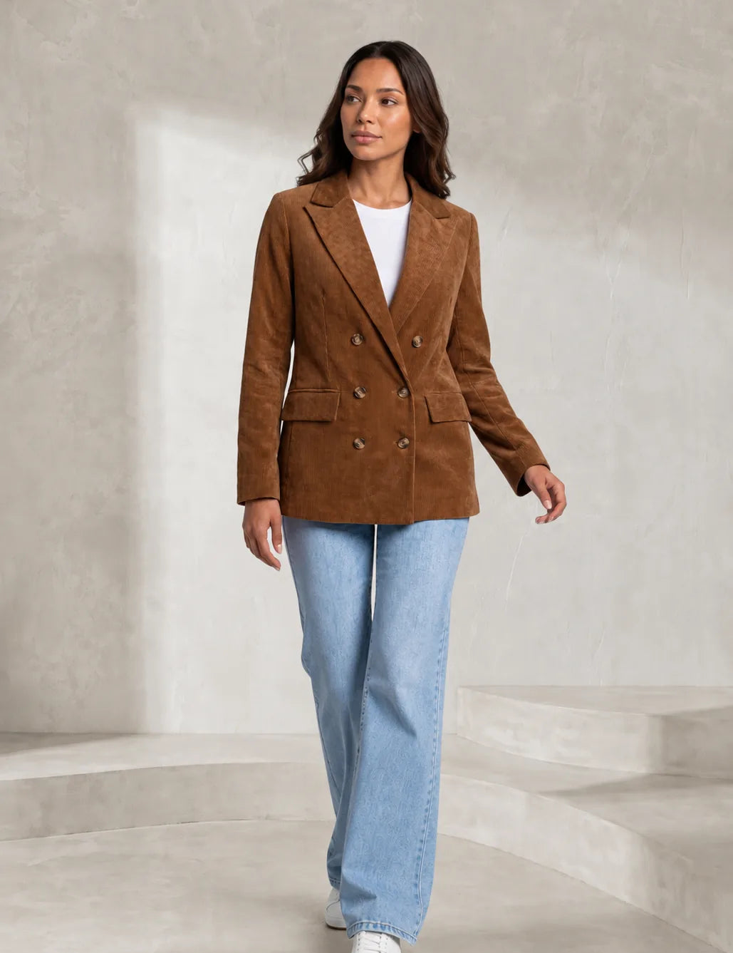 Blazer mi-long velours côtelé | Lounelle Paris