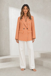 Blazer orange rayé coupe ample | Lounelle Paris