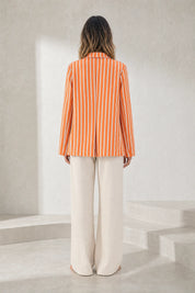 Blazer orange rayé coupe ample | Lounelle Paris