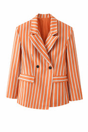 Blazer orange rayé coupe ample | Lounelle Paris