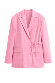 Blazer rose ample à épaulettes | Lounelle Paris