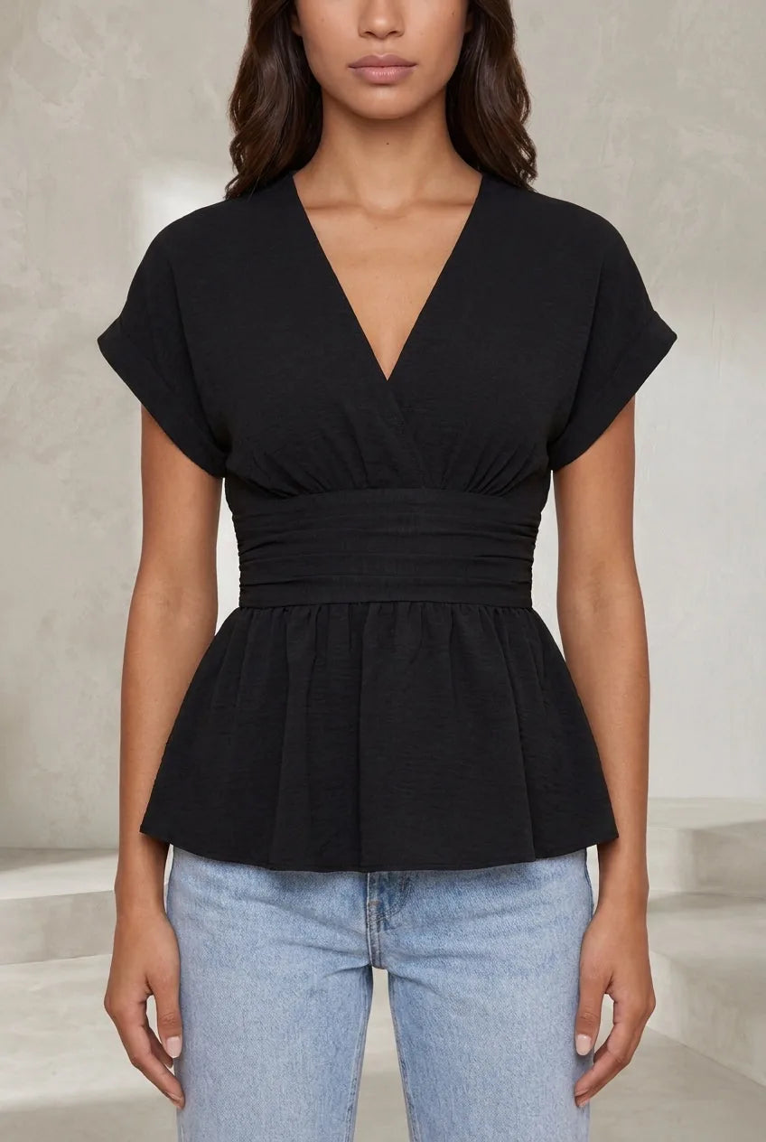 Blouse col V taille cintrée | Lounelle Paris