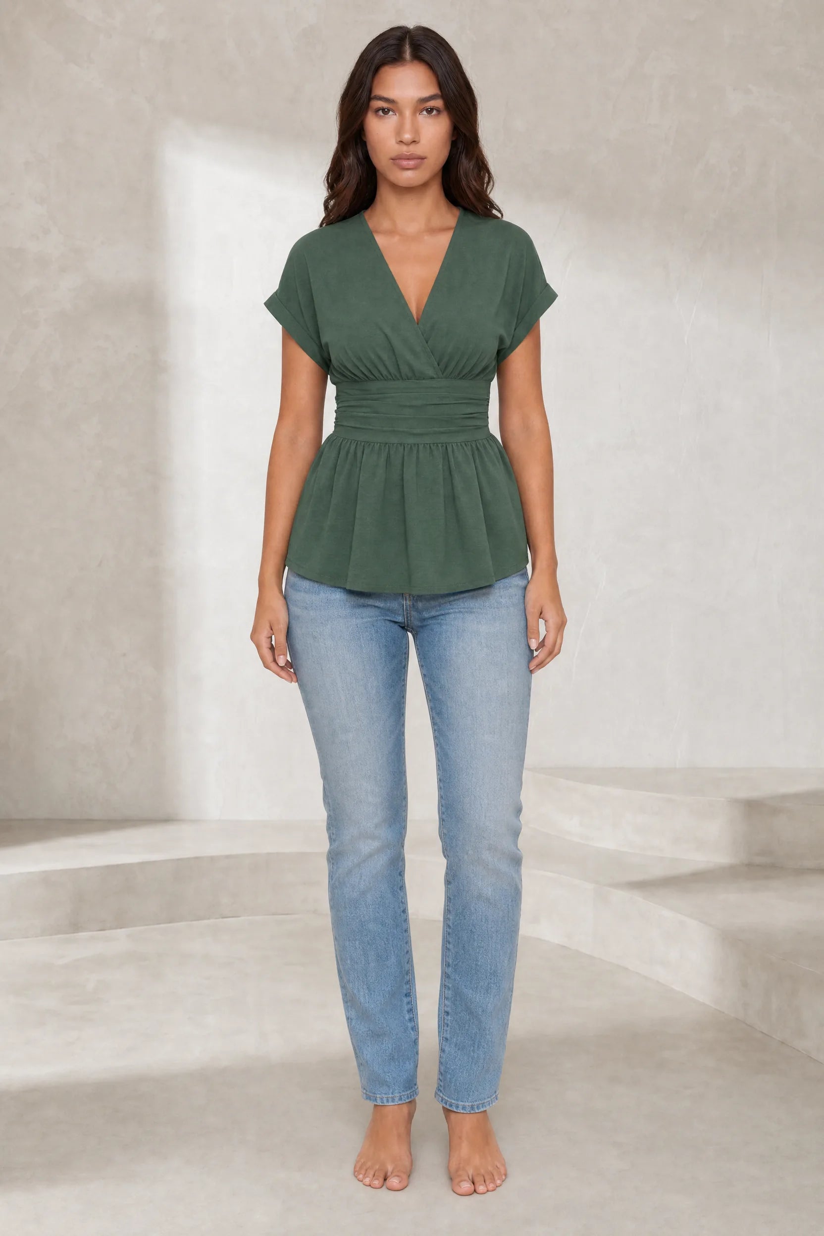 Blouse col V taille cintrée | Lounelle Paris