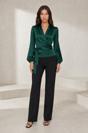 Blouse satinée cache-cœur | Lounelle Paris