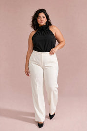 Body noir col montant dos nu | Porté sur une silhouette plus ronde | Lounelle Paris