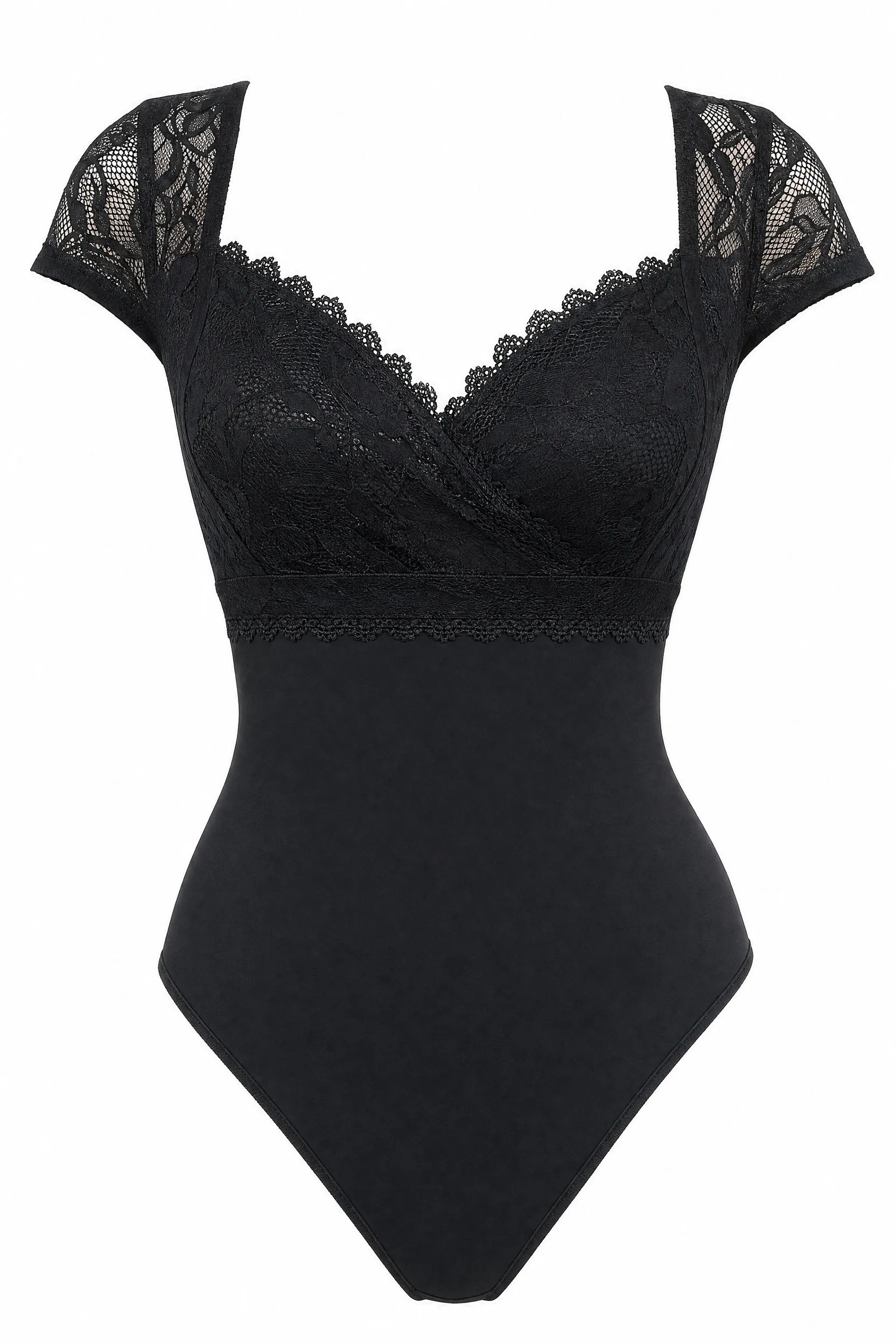 Body noir en dentelle ajusté | Lounelle Paris