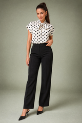 Polka-Dot-Bluse mit Lavallière-Kragen