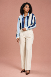 Chemise ample à rayures satinée | Porté sur une autre silhouette | Lounelle Paris