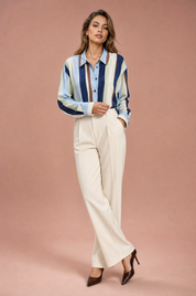 Chemise ample à rayures satinée | Vue de face | Lounelle Paris