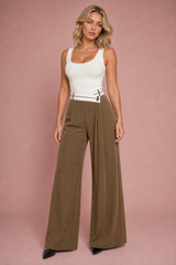 Weite High-Waist Hose mit Kreuzbund