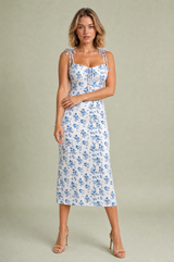 Robe fleurie ajustée mit offenem Rücken