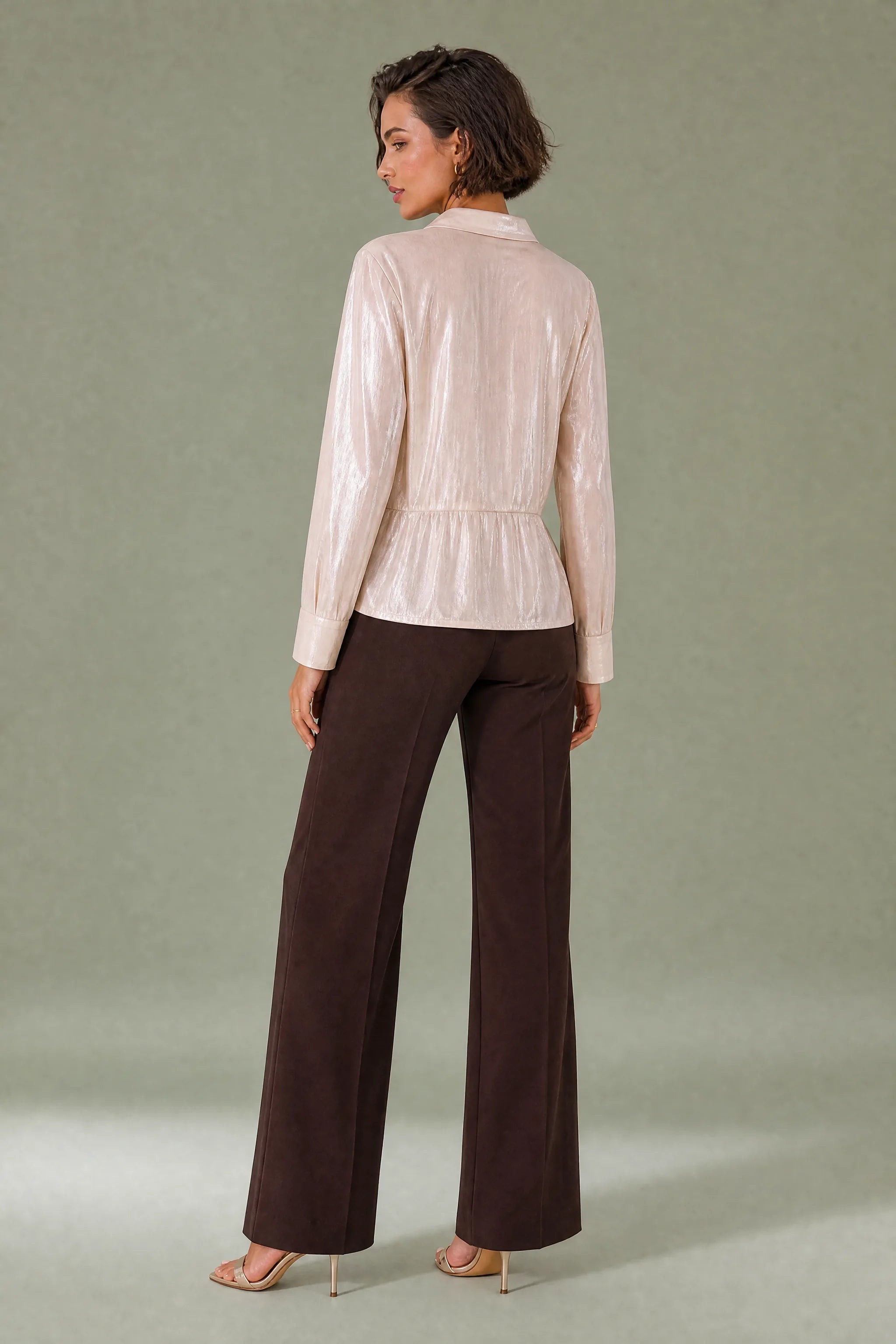 Chemise métallisée à ceinture | Vue de dos | Lounelle Paris