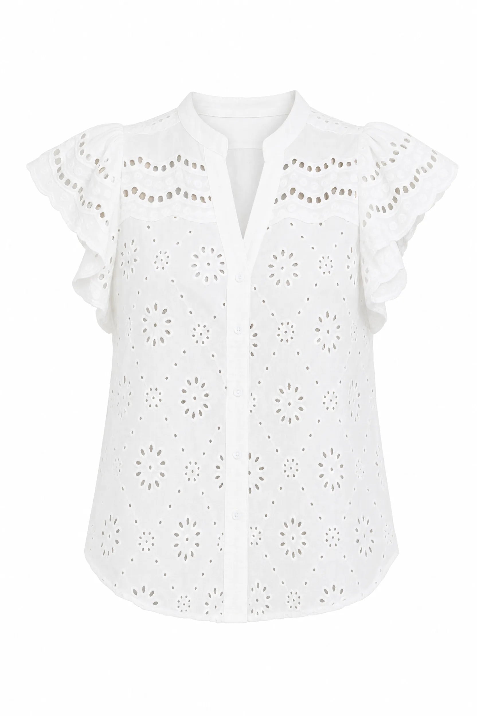Chemisier blanc col V ajouré | Lounelle Paris