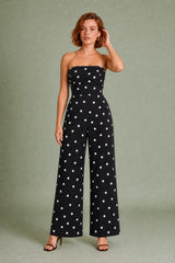 Bandeau-Jumpsuit mit Punkten