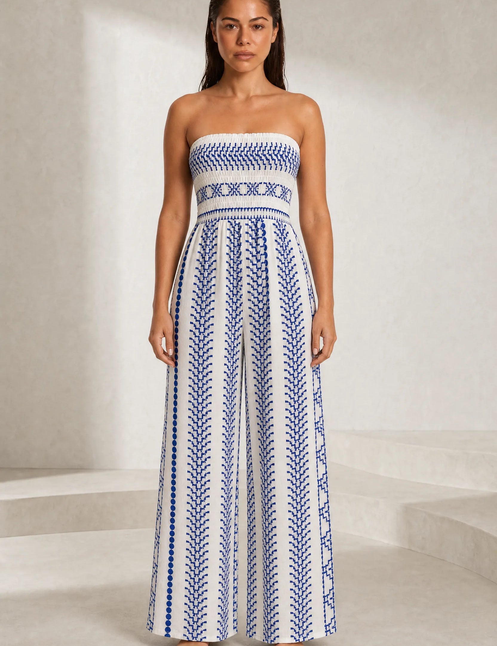 Combinaison blanche imprimée bandeau | Lounelle Paris