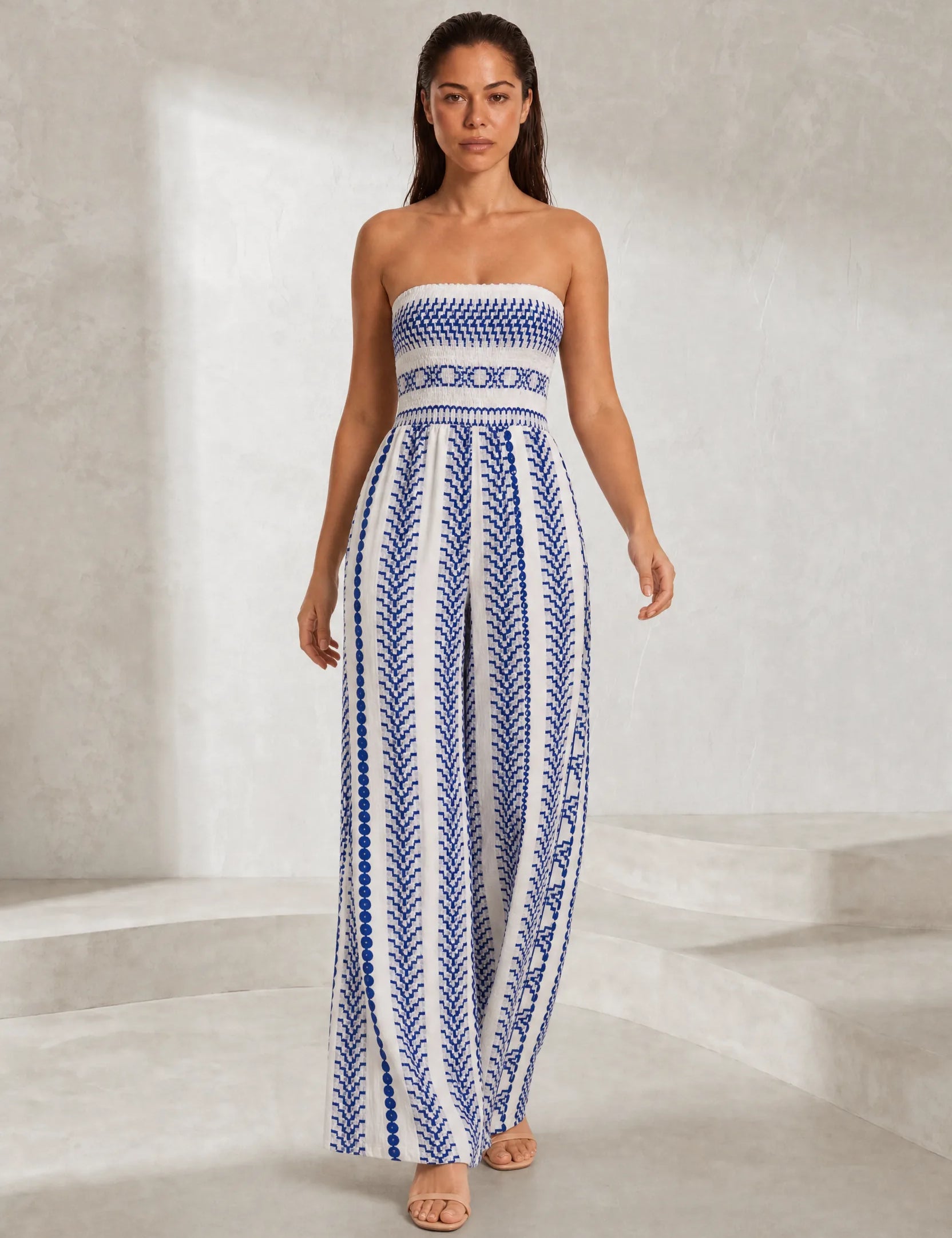 Combinaison blanche imprimée bandeau | Lounelle Paris