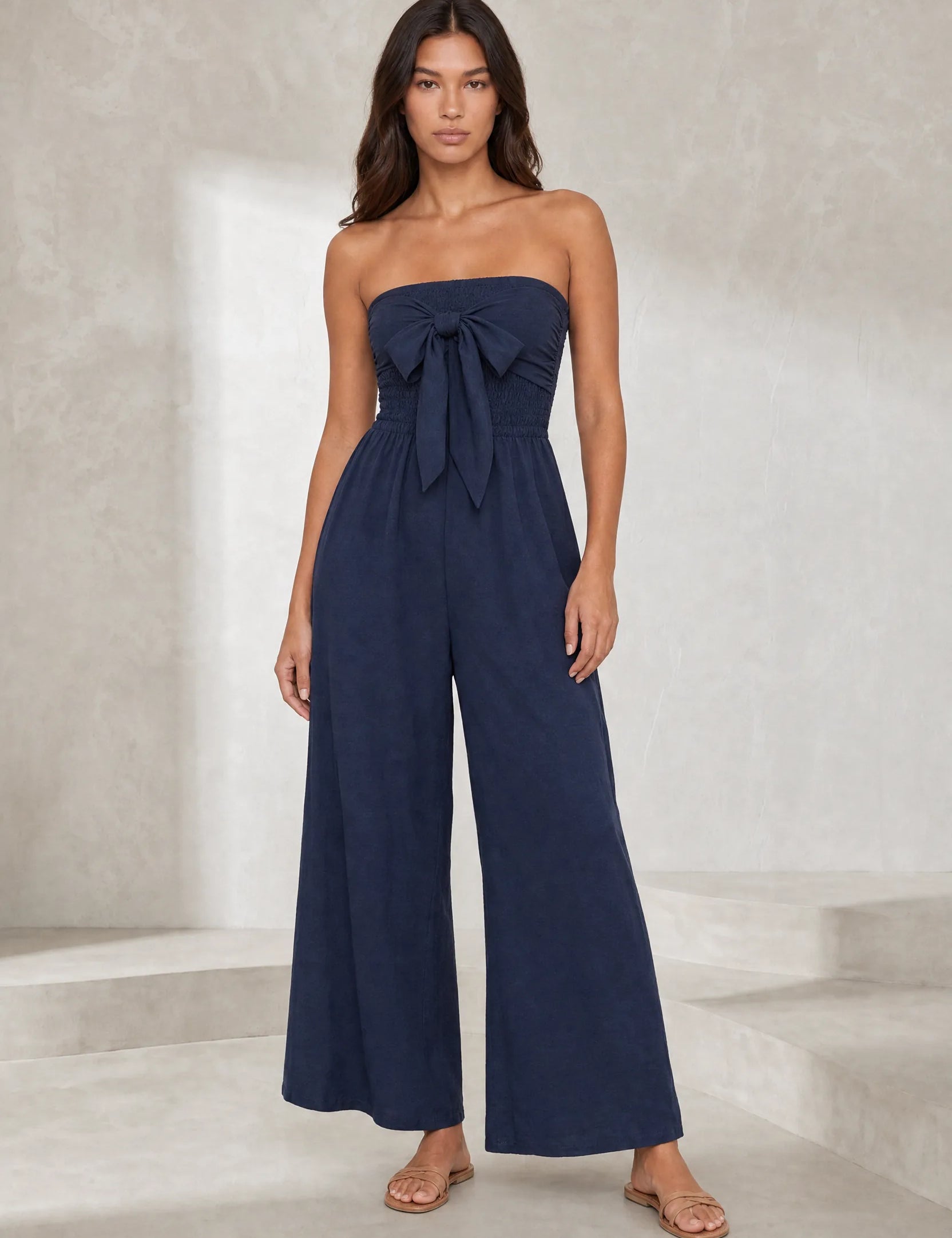 Combinaison bleu marine bandeau dos nu | Lounelle Paris