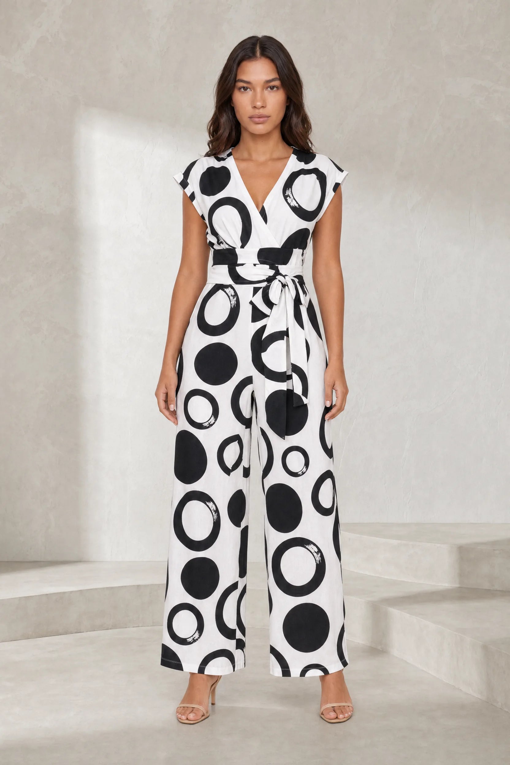 Combinaison imprimée col V taille haute | Lounelle Paris