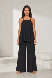 Combinaison noire bretelles tressées | Lounelle Paris