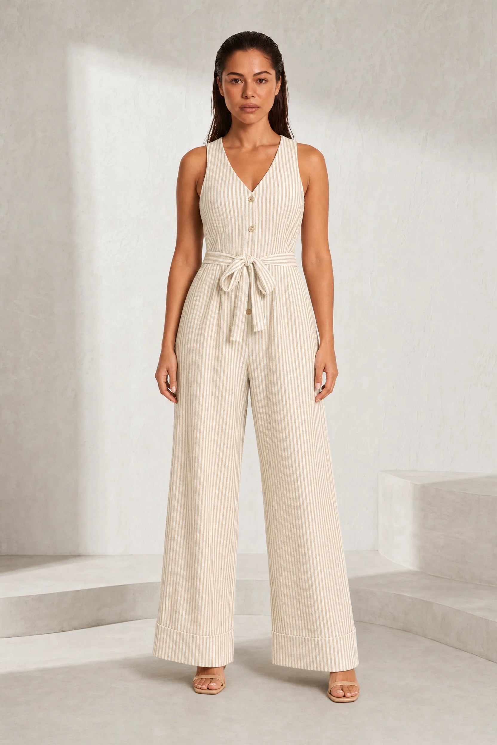 Combinaison rayée col V | Lounelle Paris