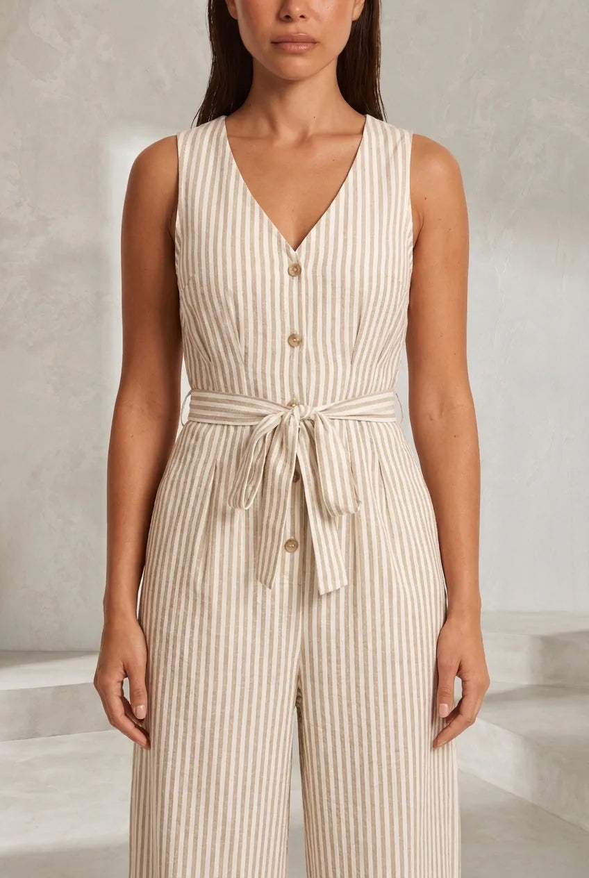 Combinaison rayée col V | Lounelle Paris
