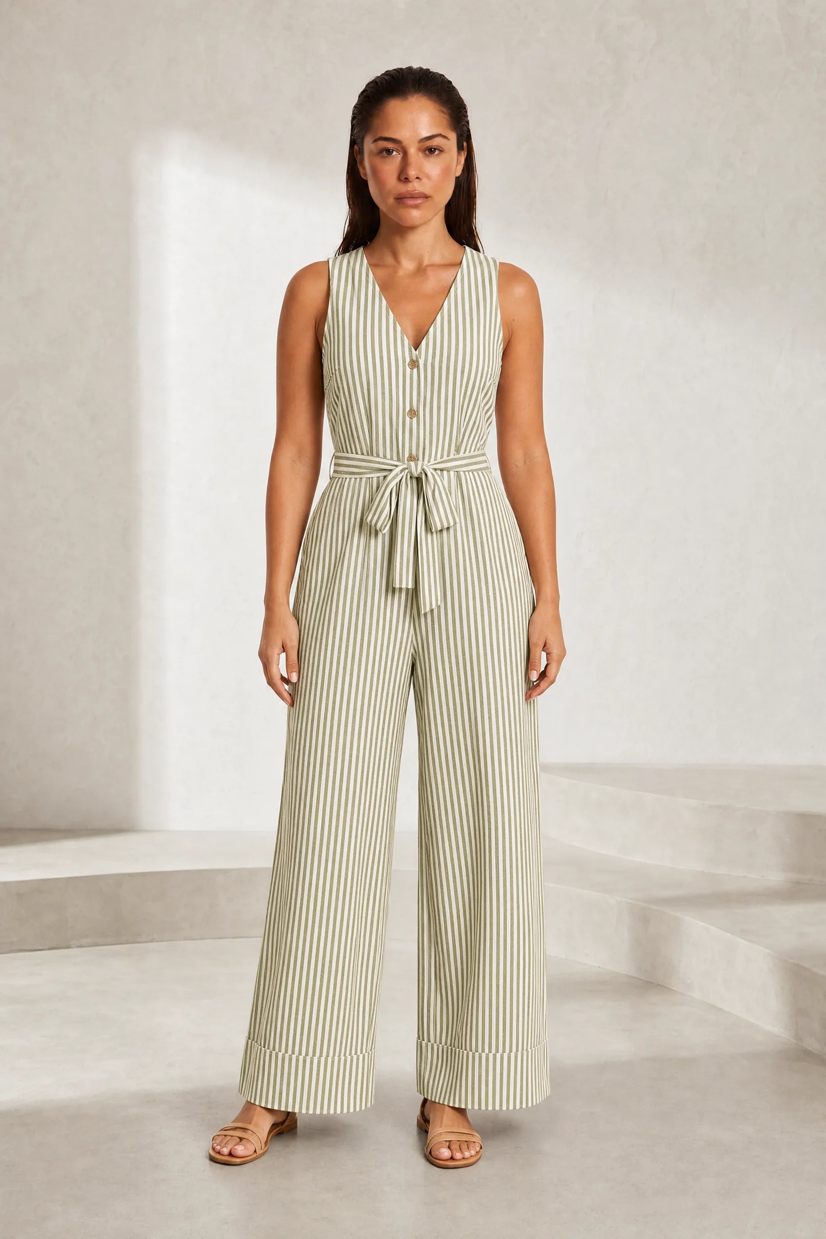 Combinaison rayée col V | Lounelle Paris