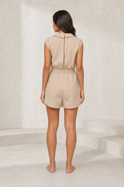 Combishort beige col V fluide | Lounelle Paris
