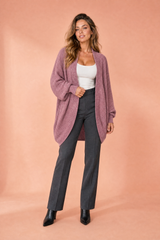 Mittellanger Cardigan aus Rippstrick