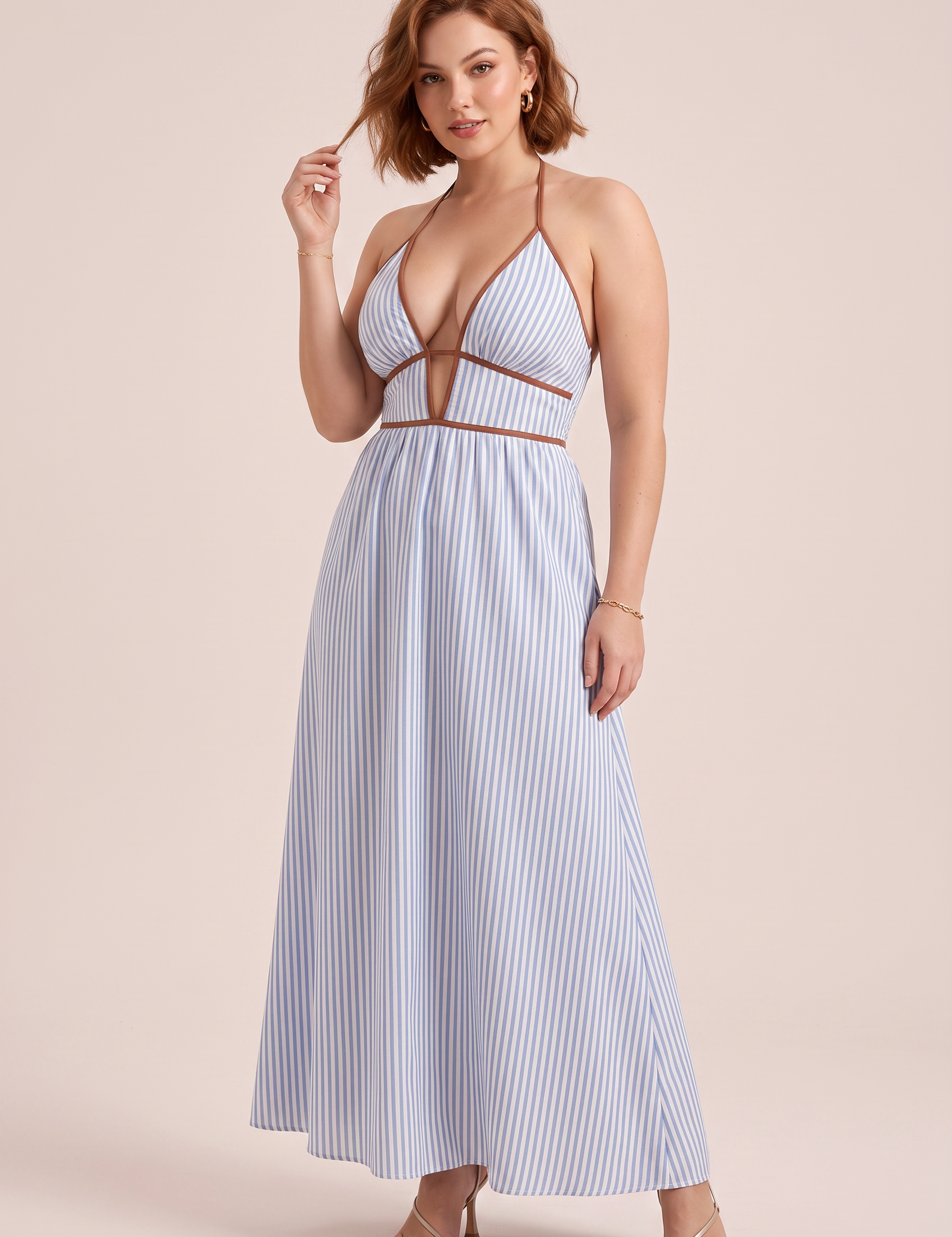 Robe longue col licou dos nu | Vue de face | Lounelle Paris