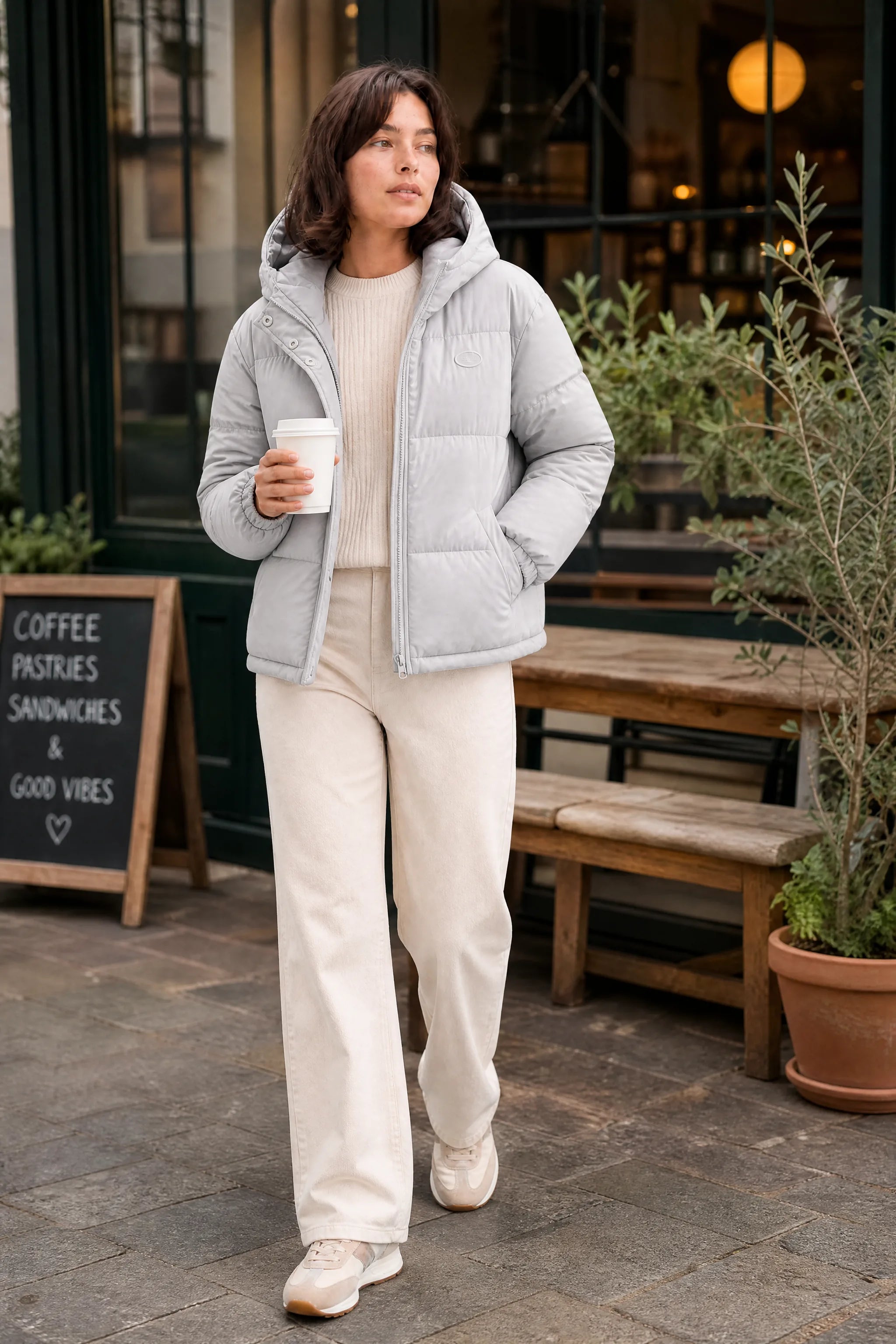 Doudoune matelassée à capuche | Variante Gris - Lifestyle | Lounelle Paris