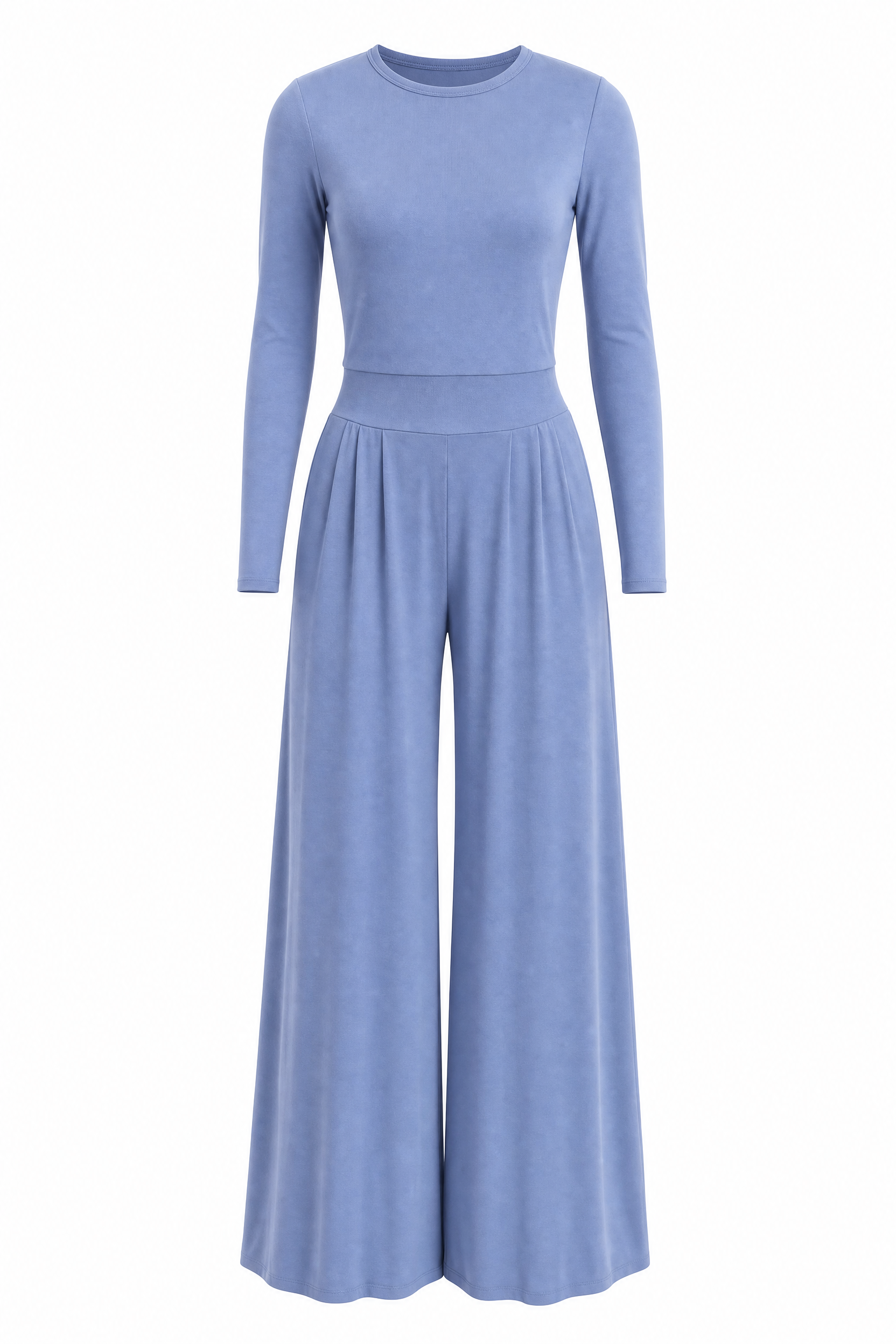 Ensemble bleu col rond taille marquée | Lounelle Paris