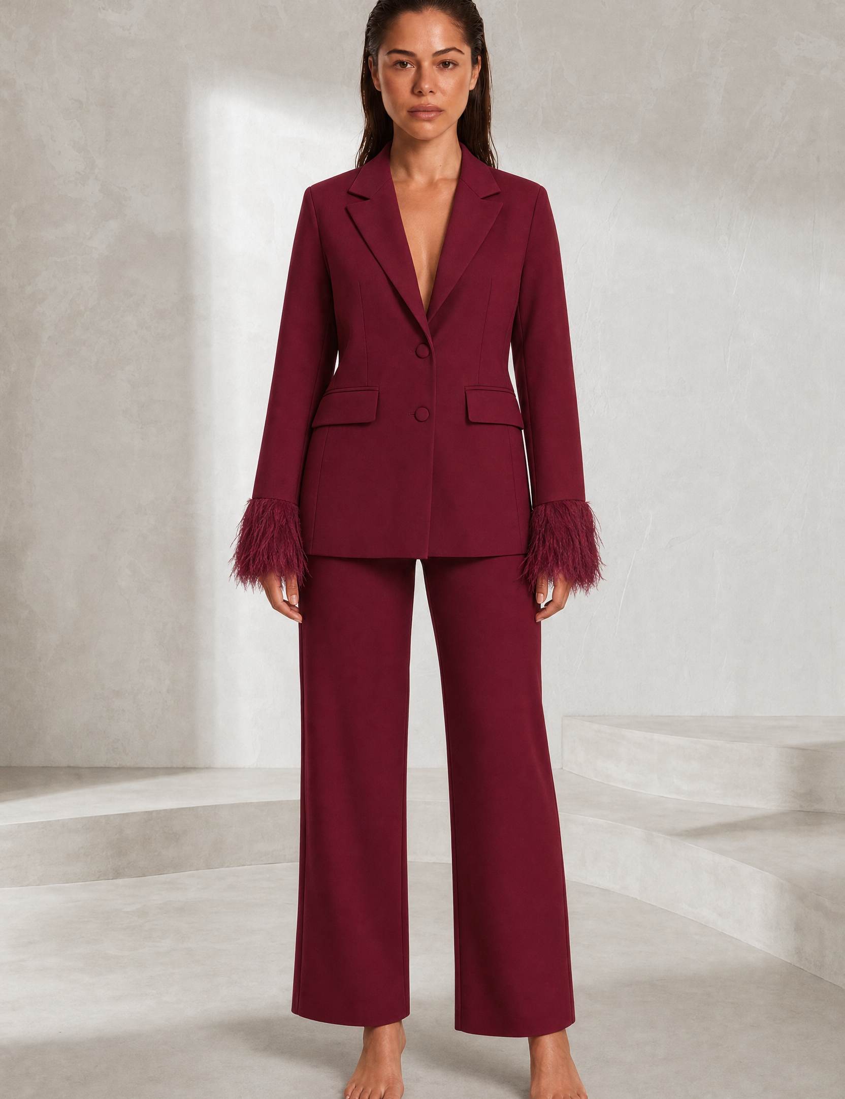 Ensemble tailleur manches plume | Lounelle Paris