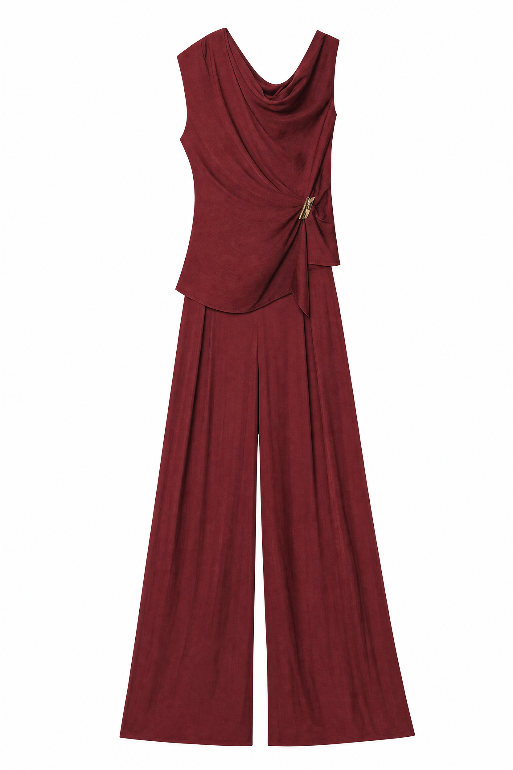 Ensemble bordeaux col drapé asymétrique | Lounelle Paris