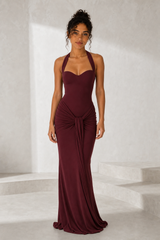 Langes Neckholder-Kleid mit Schnürung am Rücken