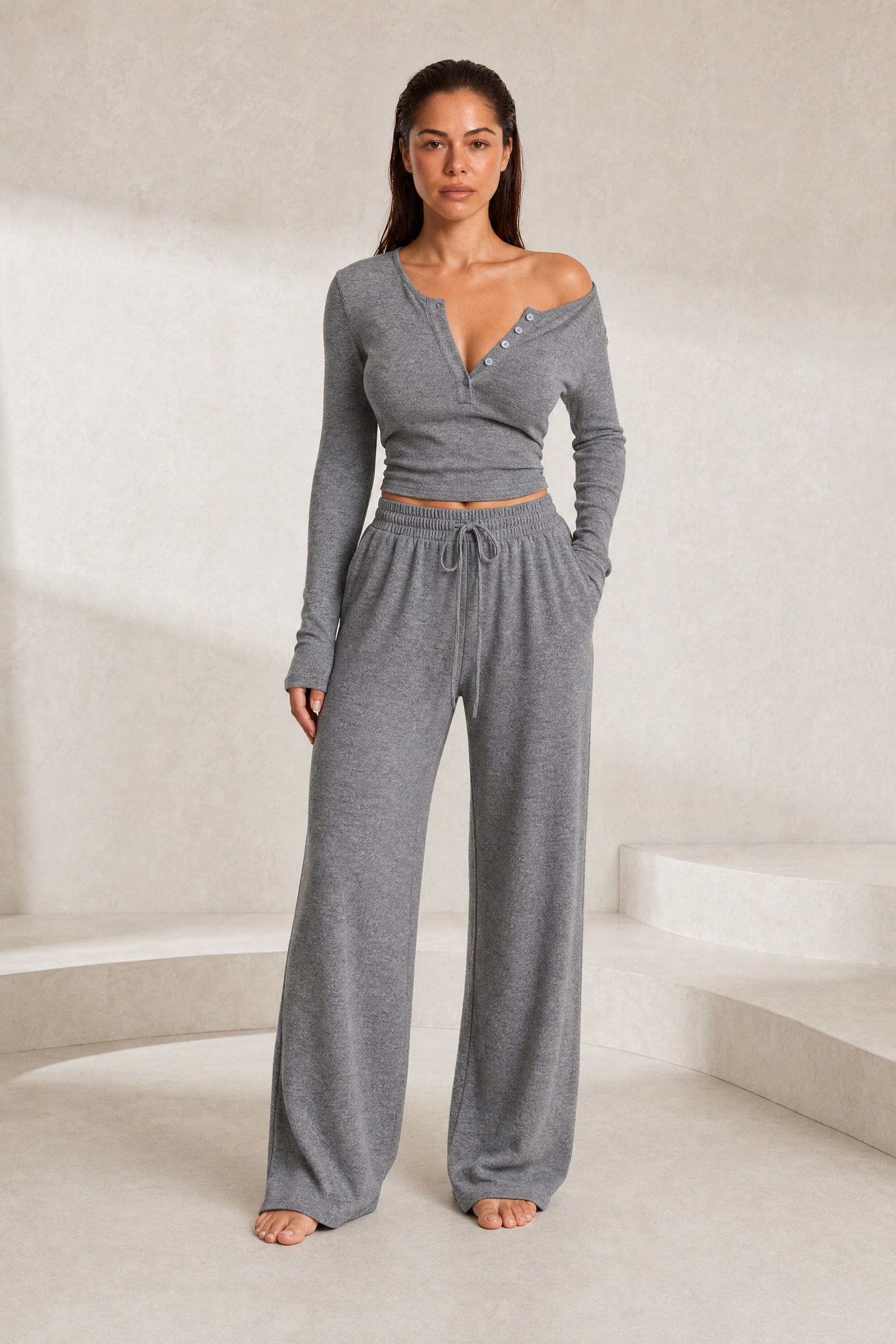 Ensemble col V et pantalon large | Lounelle Paris