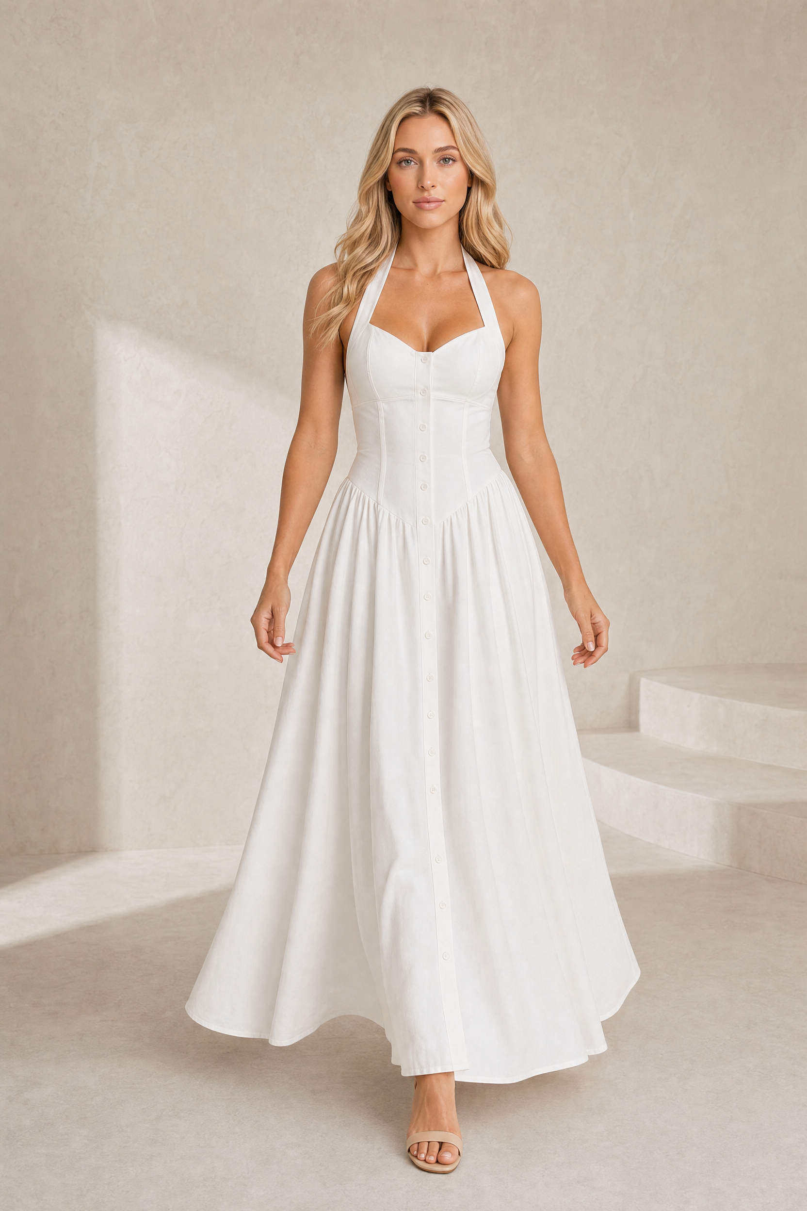 Robe longue blanche licou dos nu | Lounelle Paris