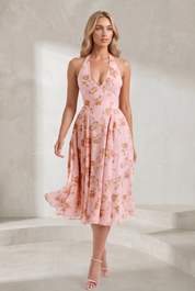 Robe rose fleurie dos nu | Lounelle Paris