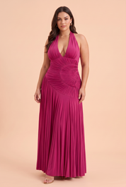 Robe longue col licou dos nu porté sur morphologie réelle 1