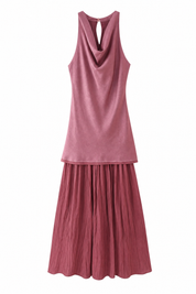 Robe rose drapée sans manches | Lounelle Paris