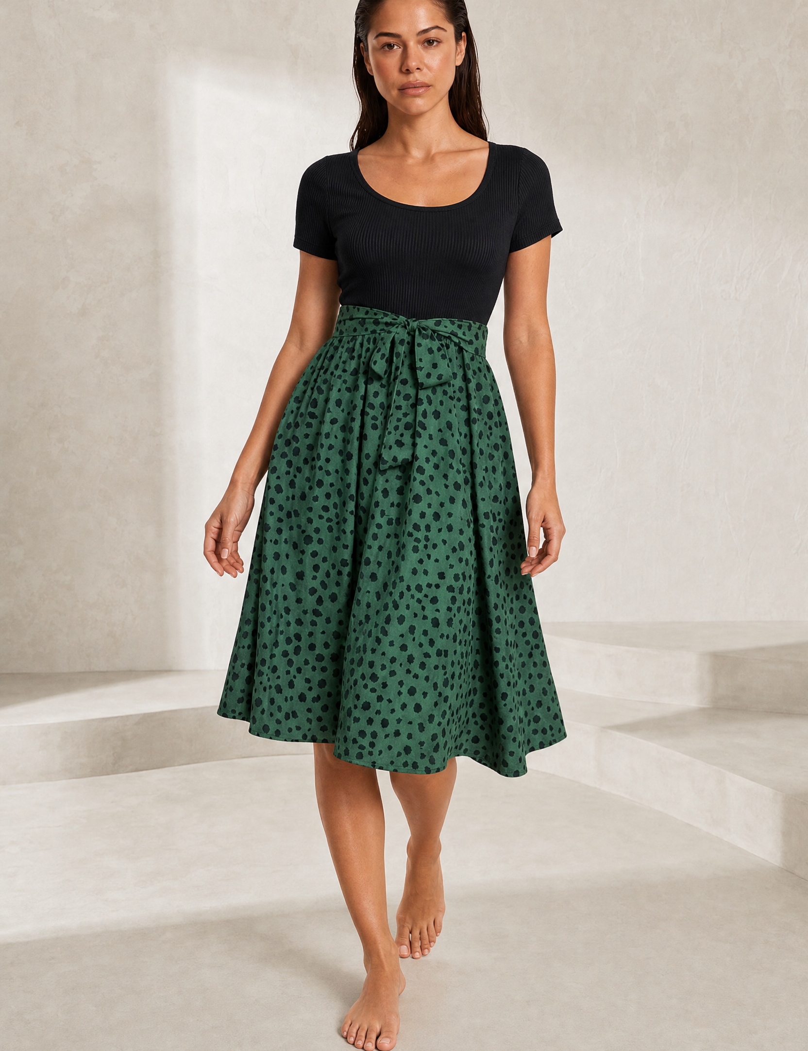 Robe bi-matière à pois | Lounelle Paris