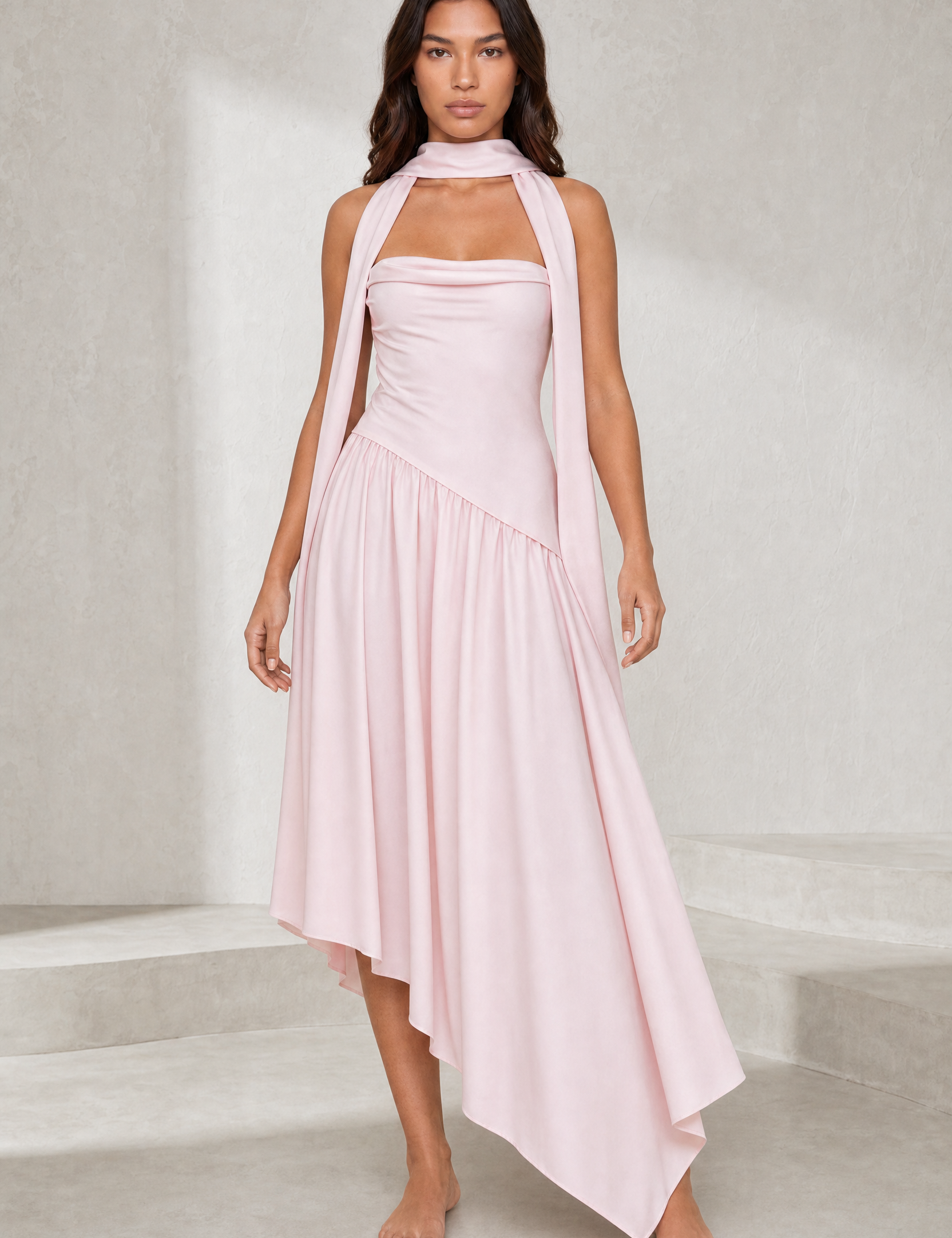 Robe longue bustier asymétrique | Lounelle Paris