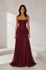 Drapiertes rückenfreies Maxikleid