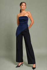 Asymmetrisches gerafftes Bustier-Top