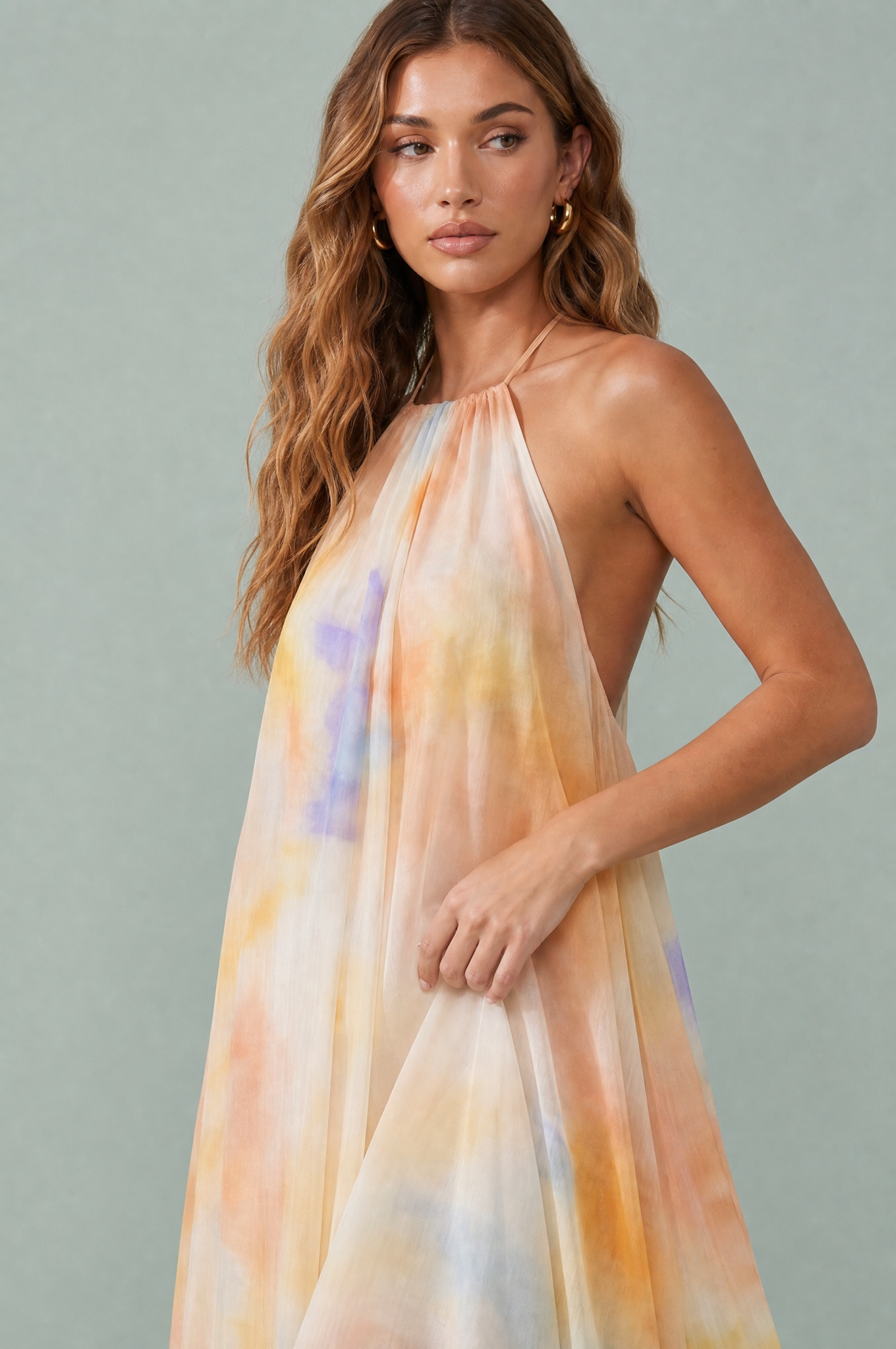 Robe écru col licou dos nu | Vue rapprochée | Lounelle Paris