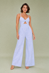 Gestreifter Jumpsuit mit freiem Rücken