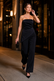 Top bustier froncé asymétrique | Variante Noir - Lifestyle | Lounelle Paris